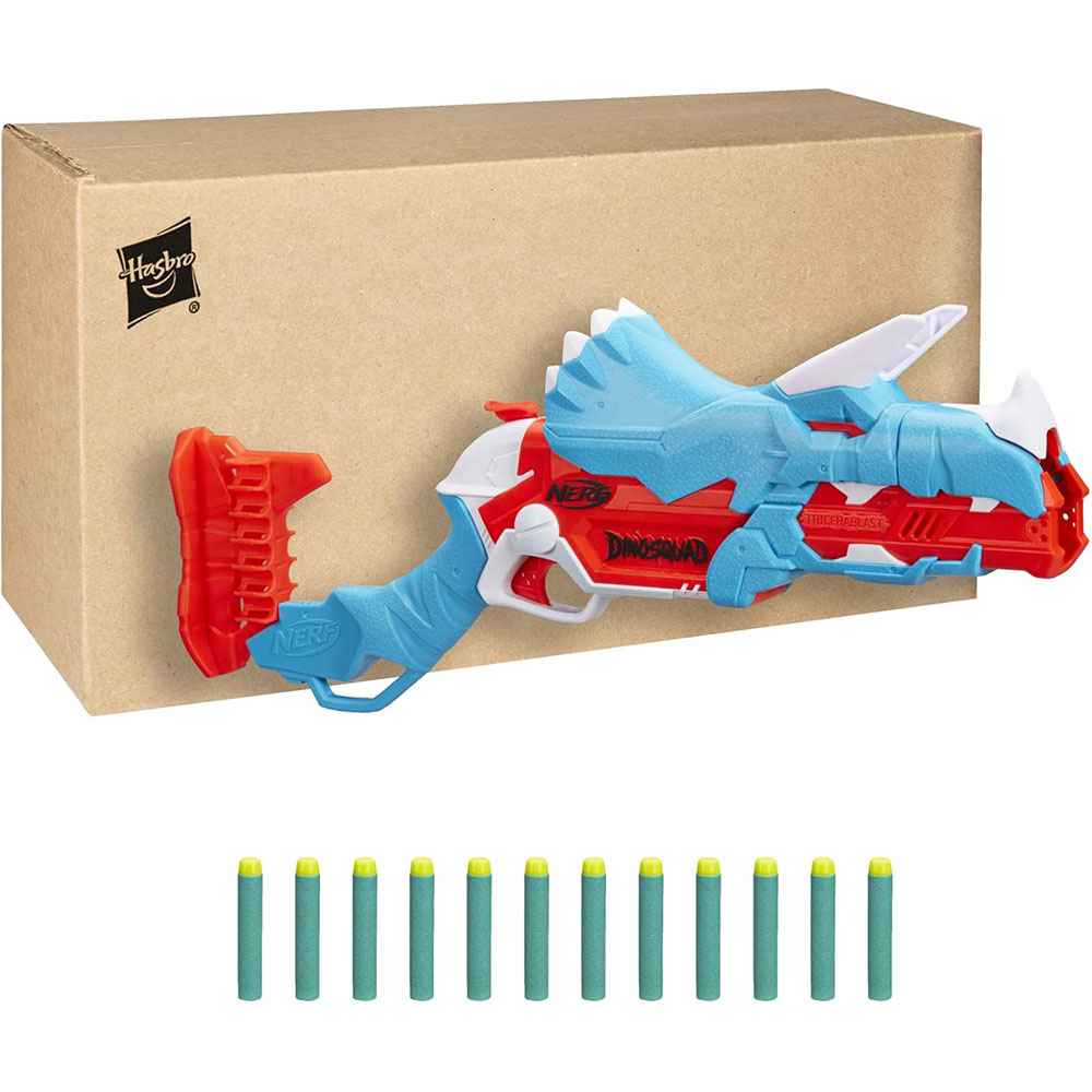 NERF Dinosaurio Triceratops-Blast Dart Blaster 12 Dardos